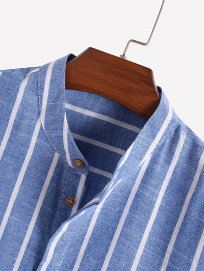 Half Buttoned Casual Striped Office Shirt Kosyway