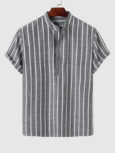 Half Buttoned Casual Striped Office Shirt Kosyway