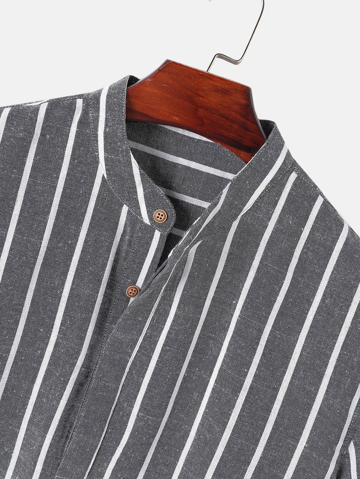 Half Buttoned Casual Striped Office Shirt Kosyway