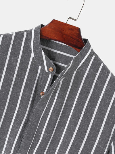 Half Buttoned Casual Striped Office Shirt Kosyway