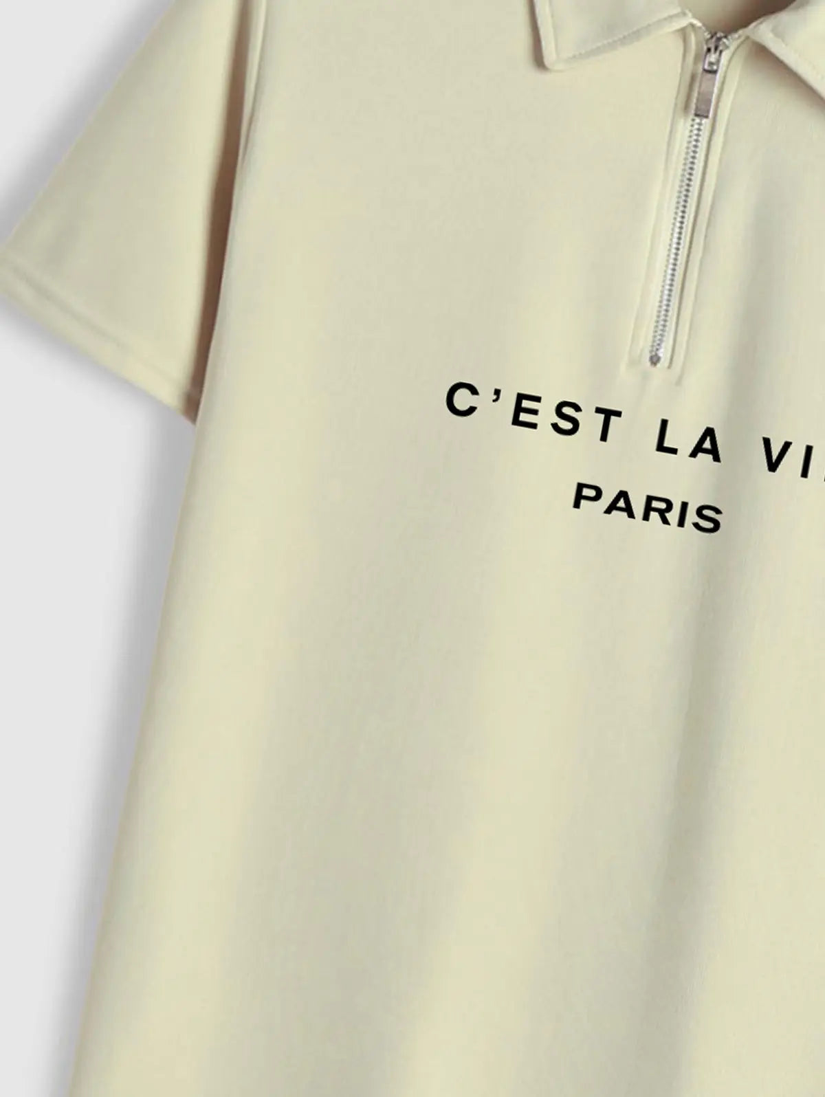 Mens C'EST LA VIE PARIS Print Polo Shirt Kosyway