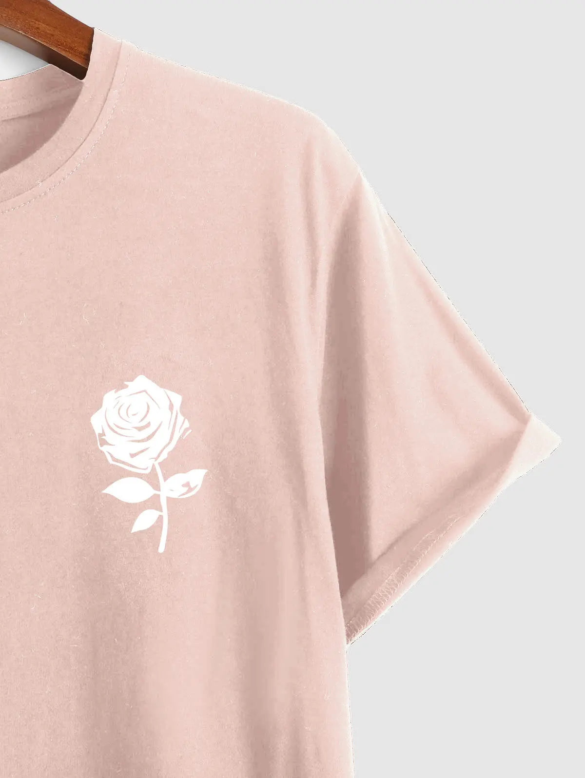 Mens Casual Rose Print T-shirt Kosyway