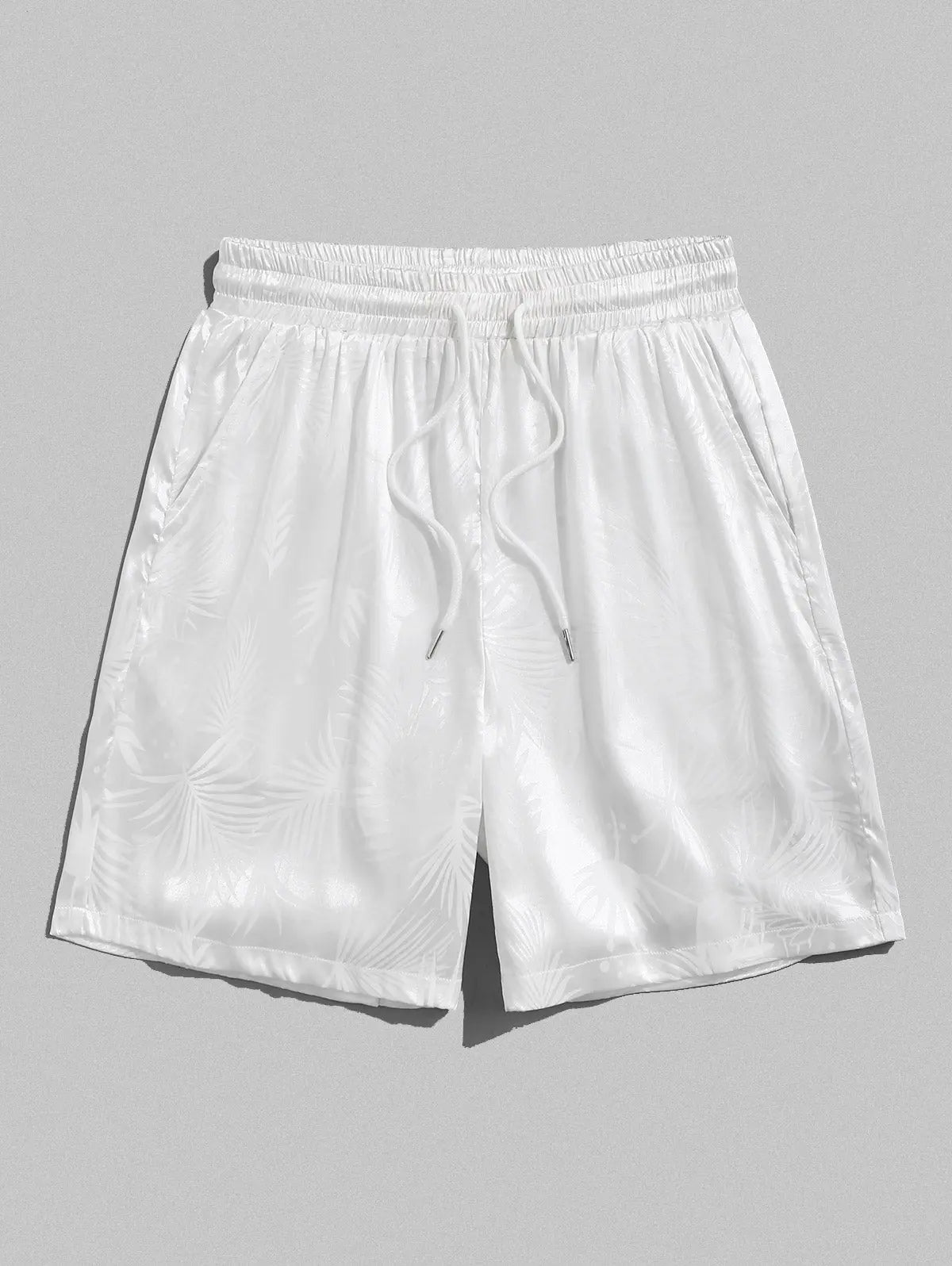 Mens Coconut Tree Pattern Satin Shorts Kosyway