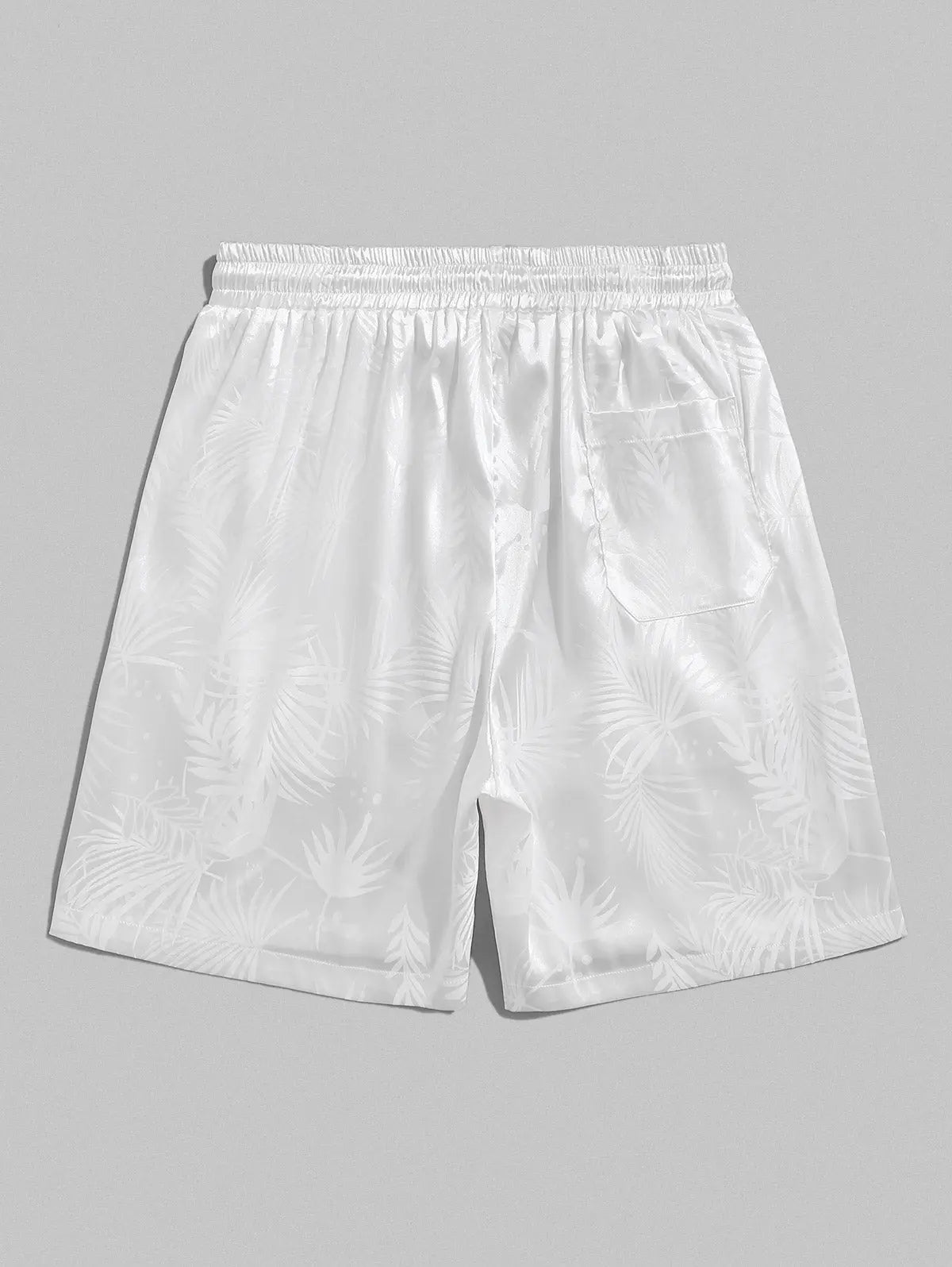 Mens Coconut Tree Pattern Satin Shorts Kosyway