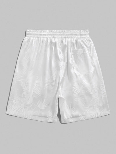 Mens Coconut Tree Pattern Satin Shorts Kosyway