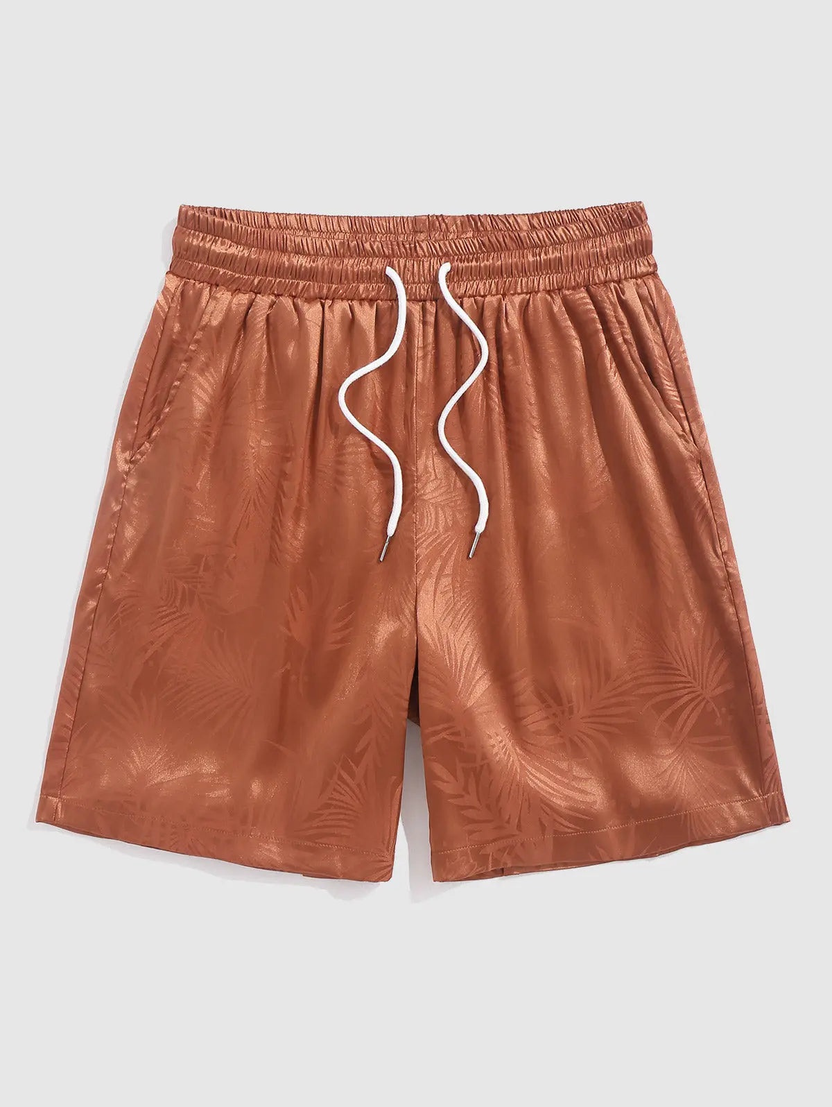 Mens Coconut Tree Pattern Satin Shorts Kosyway