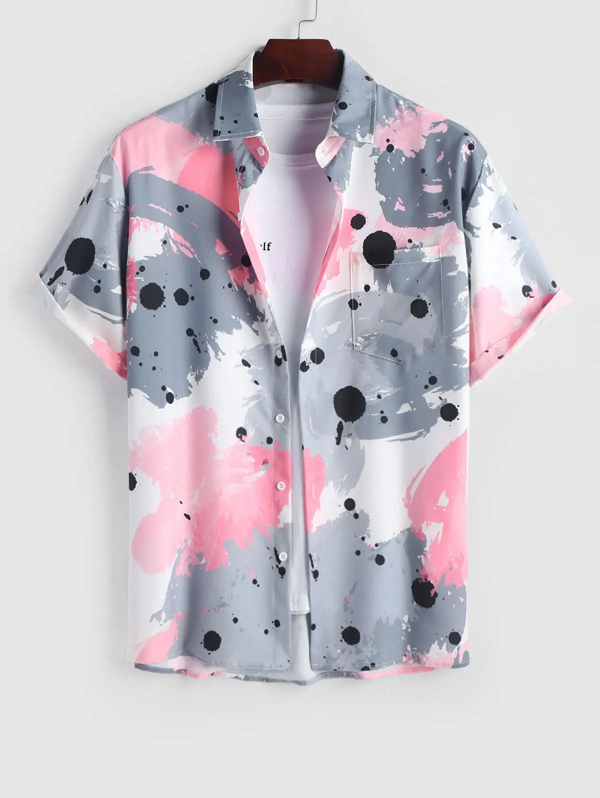 Mens Colorblock Splash Splatter Vacation Shirt Kosyway