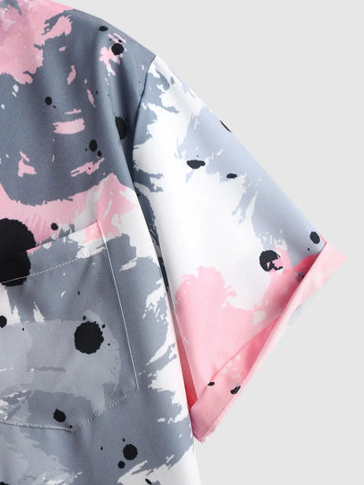 Mens Colorblock Splash Splatter Vacation Shirt Kosyway