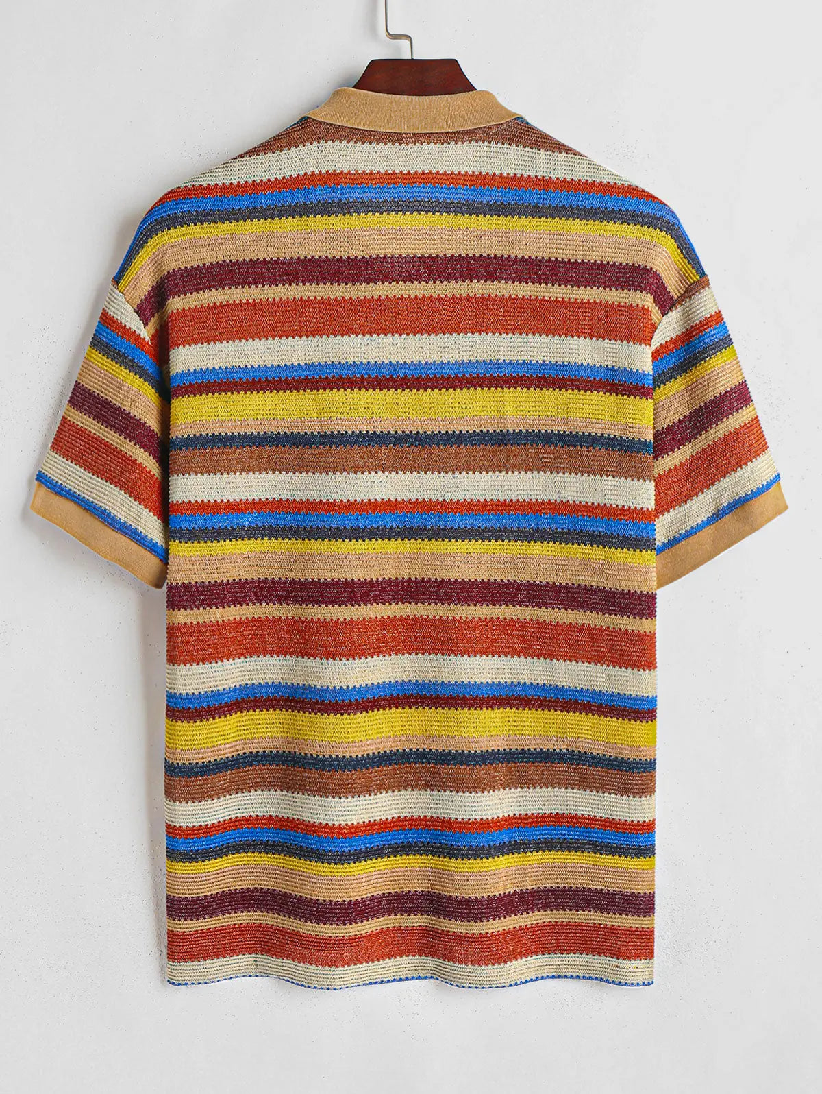 Mens Colored Striped Knitted Vacation Shirt Kosyway