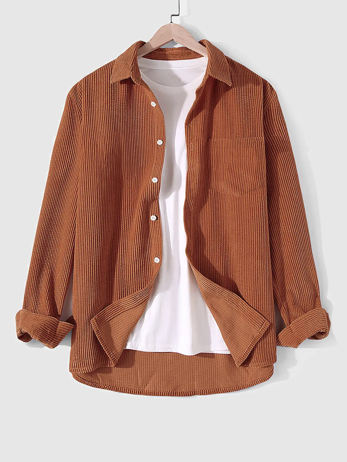 Mens Corduroy Long Sleeves Shirt Jacket Kosyway