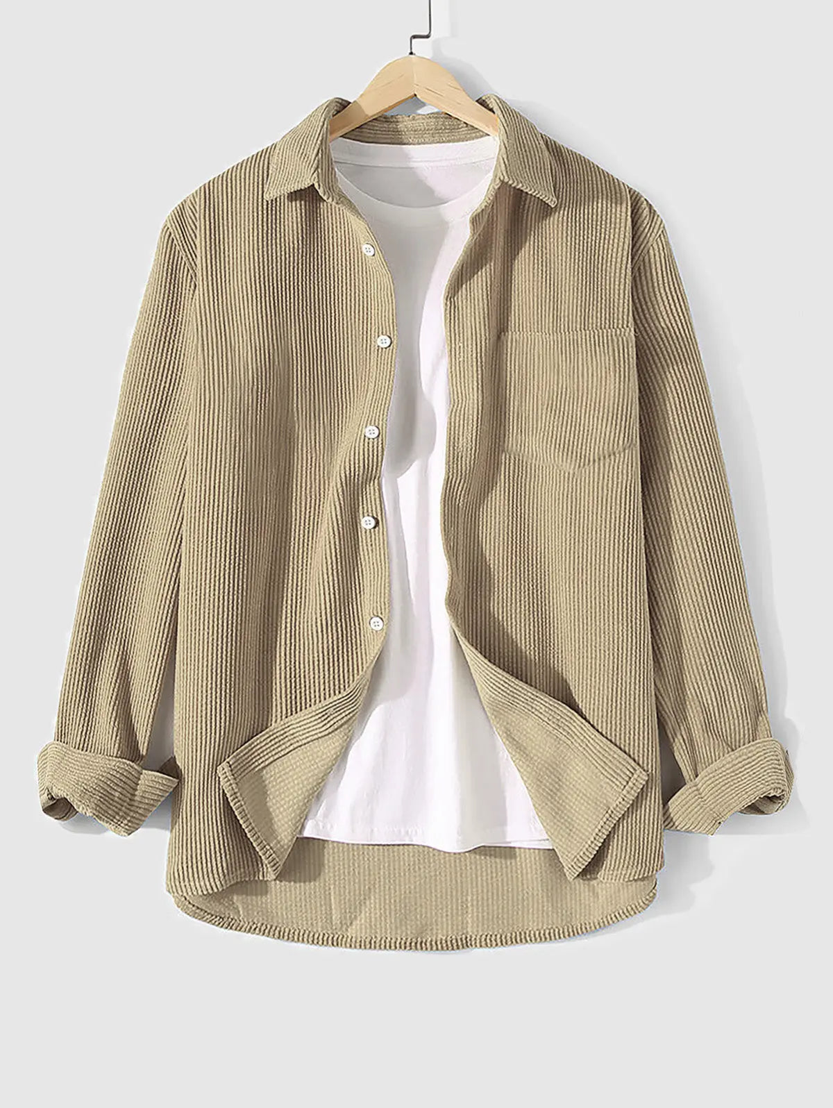 Mens Corduroy Long Sleeves Shirt Jacket Kosyway