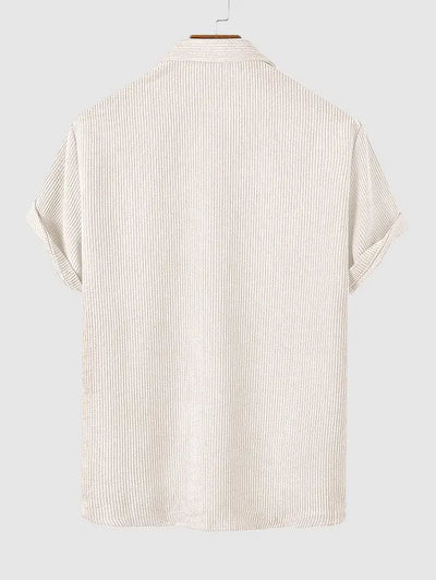 Mens Corduroy Solid Color Casual Shirt Kosyway