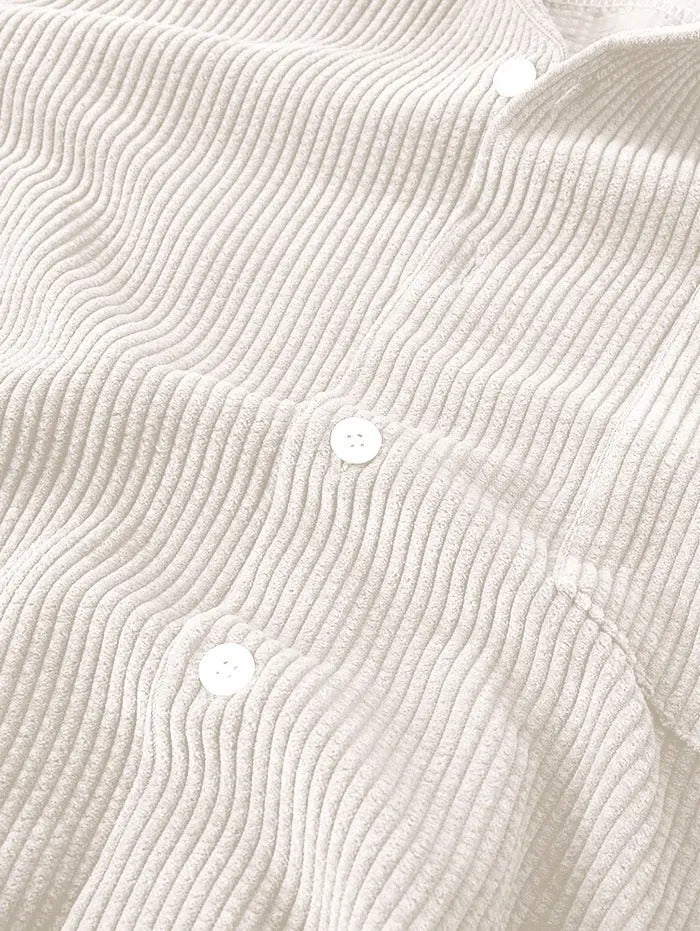 Mens Corduroy Solid Color Casual Shirt Kosyway