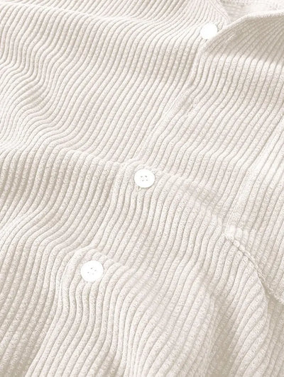 Mens Corduroy Solid Color Casual Shirt Kosyway
