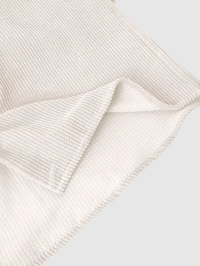 Mens Corduroy Solid Color Casual Shirt Kosyway