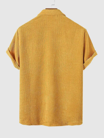Mens Corduroy Solid Color Casual Shirt Kosyway