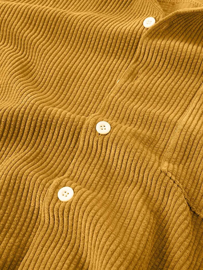 Mens Corduroy Solid Color Casual Shirt Kosyway