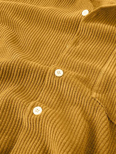 Mens Corduroy Solid Color Casual Shirt Kosyway