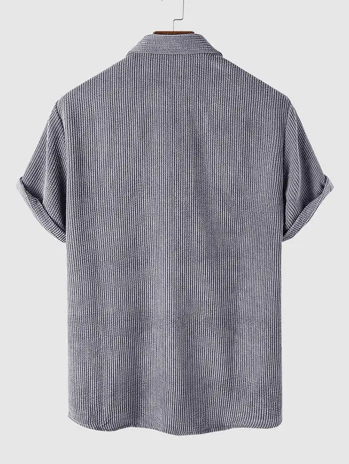Mens Corduroy Solid Color Casual Shirt Kosyway