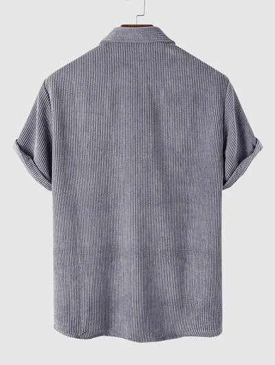 Mens Corduroy Solid Color Casual Shirt Kosyway
