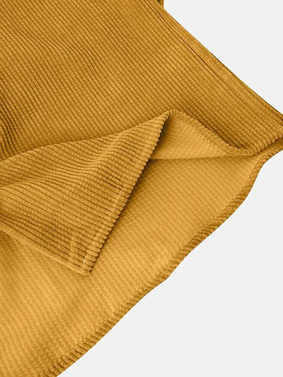 Mens Corduroy Solid Color Casual Shirt Kosyway