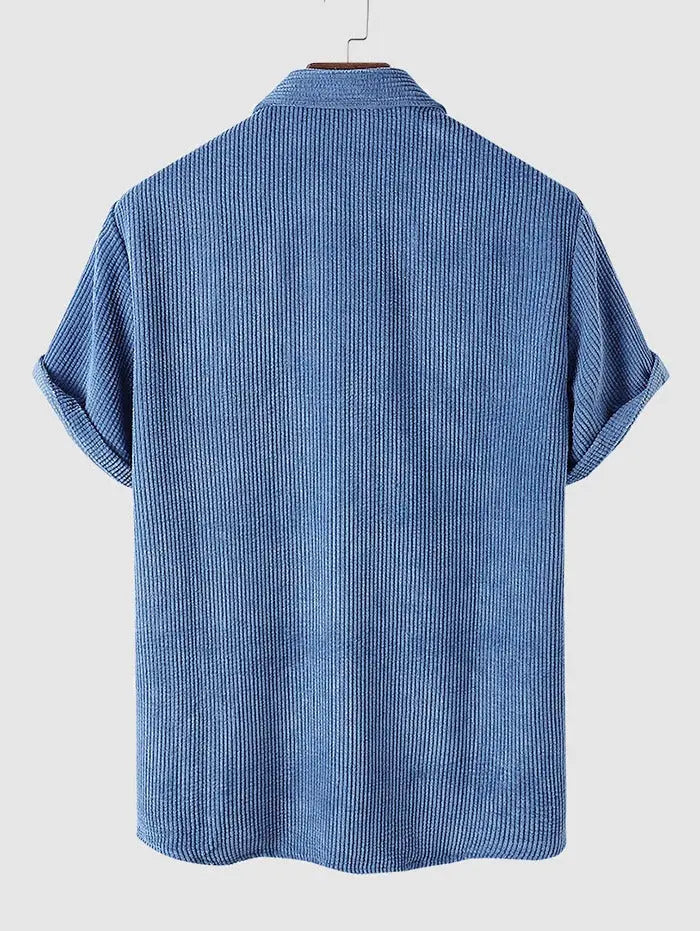 Mens Corduroy Solid Color Casual Shirt Kosyway