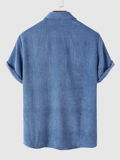 Mens Corduroy Solid Color Casual Shirt Kosyway
