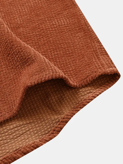 Mens Corduroy Solid Color Casual Shirt Kosyway