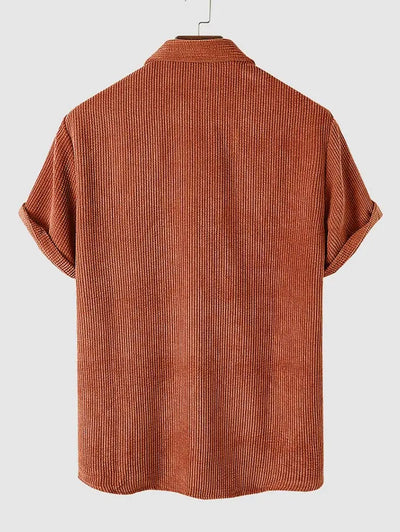 Mens Corduroy Solid Color Casual Shirt Kosyway