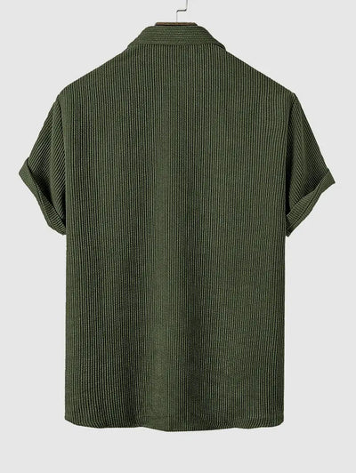 Mens Corduroy Solid Color Casual Shirt Kosyway