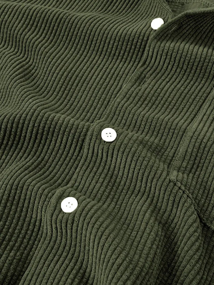 Mens Corduroy Solid Color Casual Shirt Kosyway