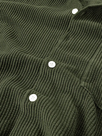 Mens Corduroy Solid Color Casual Shirt Kosyway