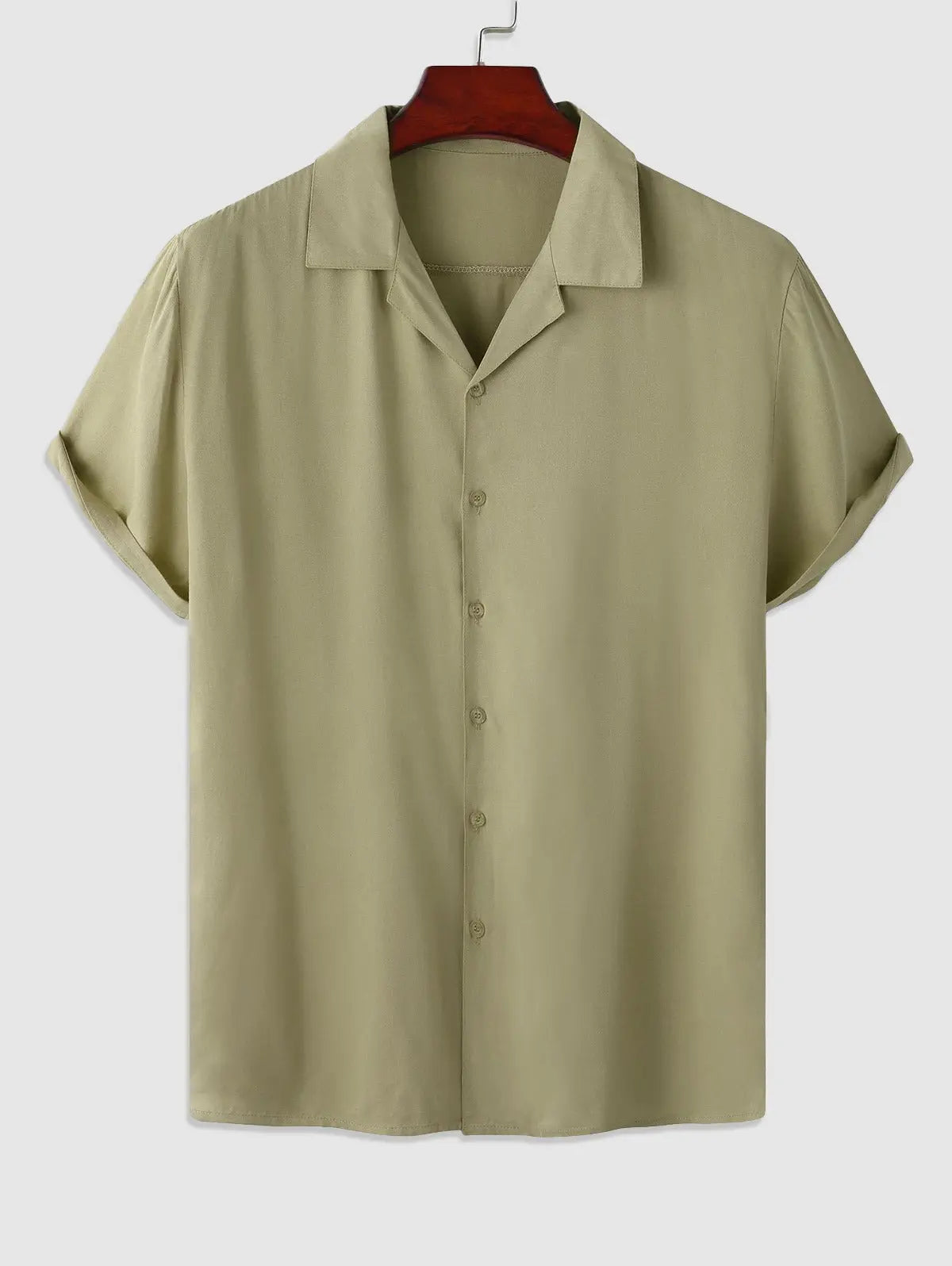 Mens Cotton Linen Solid Color Casual Shirt Kosyway