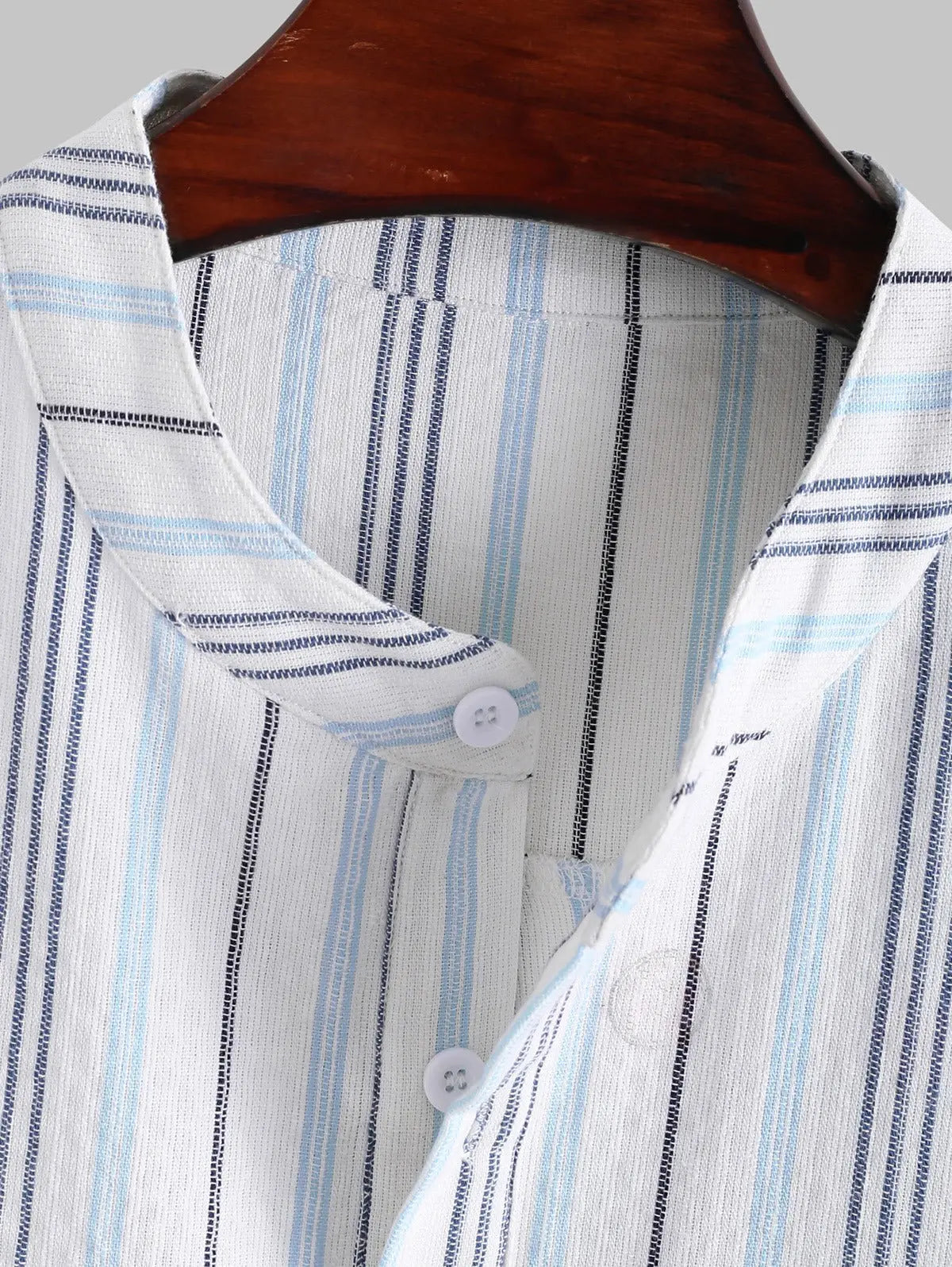 Mens Cotton Linen Textured Striped Weave Casual Shirt Kosyway