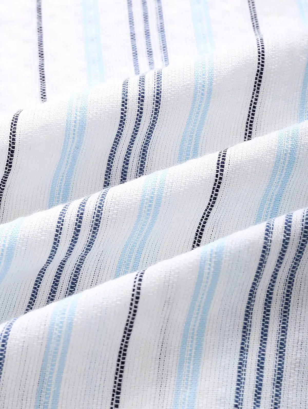 Mens Cotton Linen Textured Striped Weave Casual Shirt Kosyway