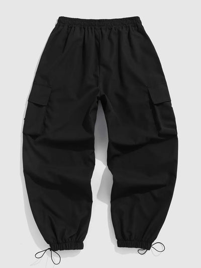 Mens Drawstring Pocket Beam Feet Cargo Pants Kosyway