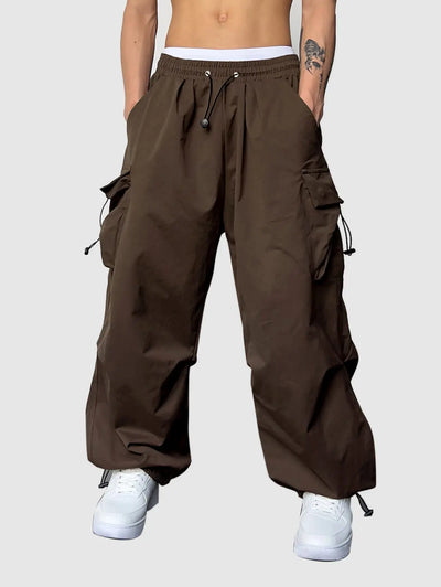 Mens Drawstring Pocket Beam Feet Cargo Pants Kosyway