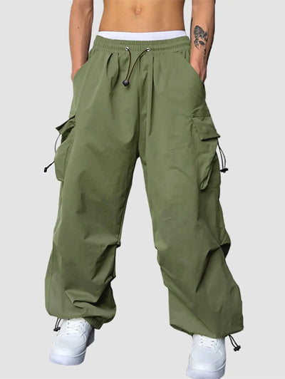 Mens Drawstring Pocket Beam Feet Cargo Pants Kosyway