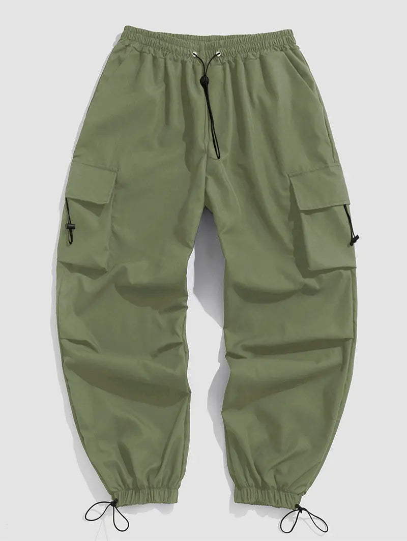 Mens Drawstring Pocket Beam Feet Cargo Pants Kosyway