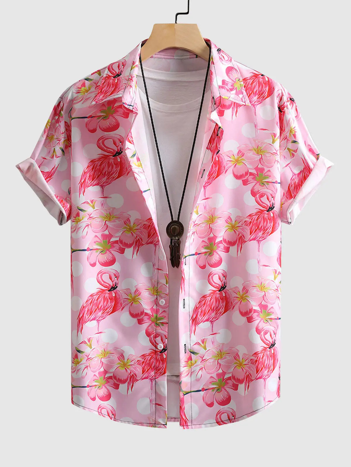 Mens Flamingo Flowers Pattern Shirt Kosyway