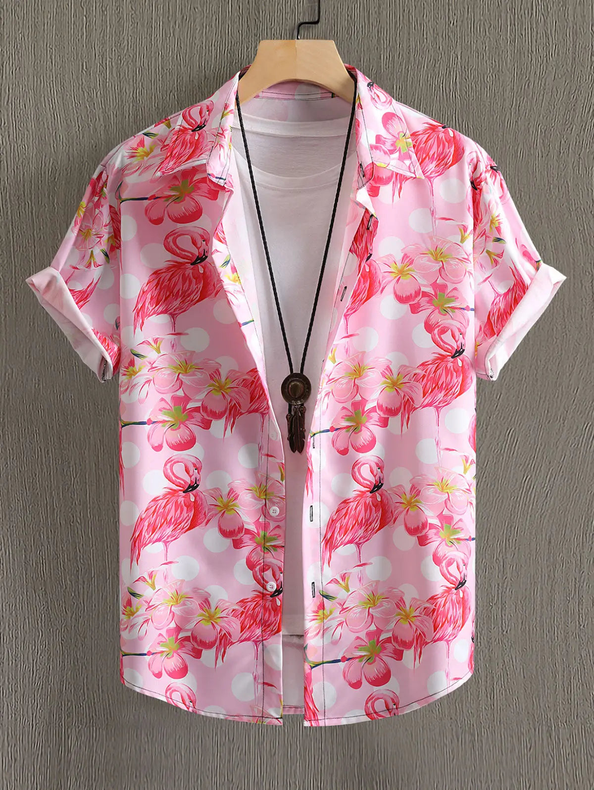 Mens Flamingo Flowers Pattern Shirt Kosyway