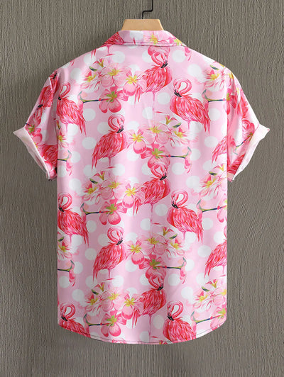 Mens Flamingo Flowers Pattern Shirt Kosyway