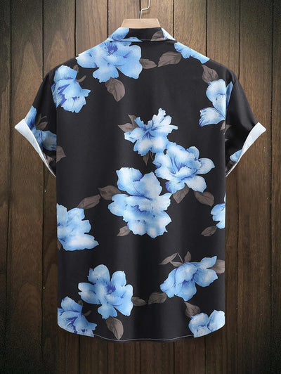 Mens Floral Pattern Short Sleeves Vacation Shirt Kosyway