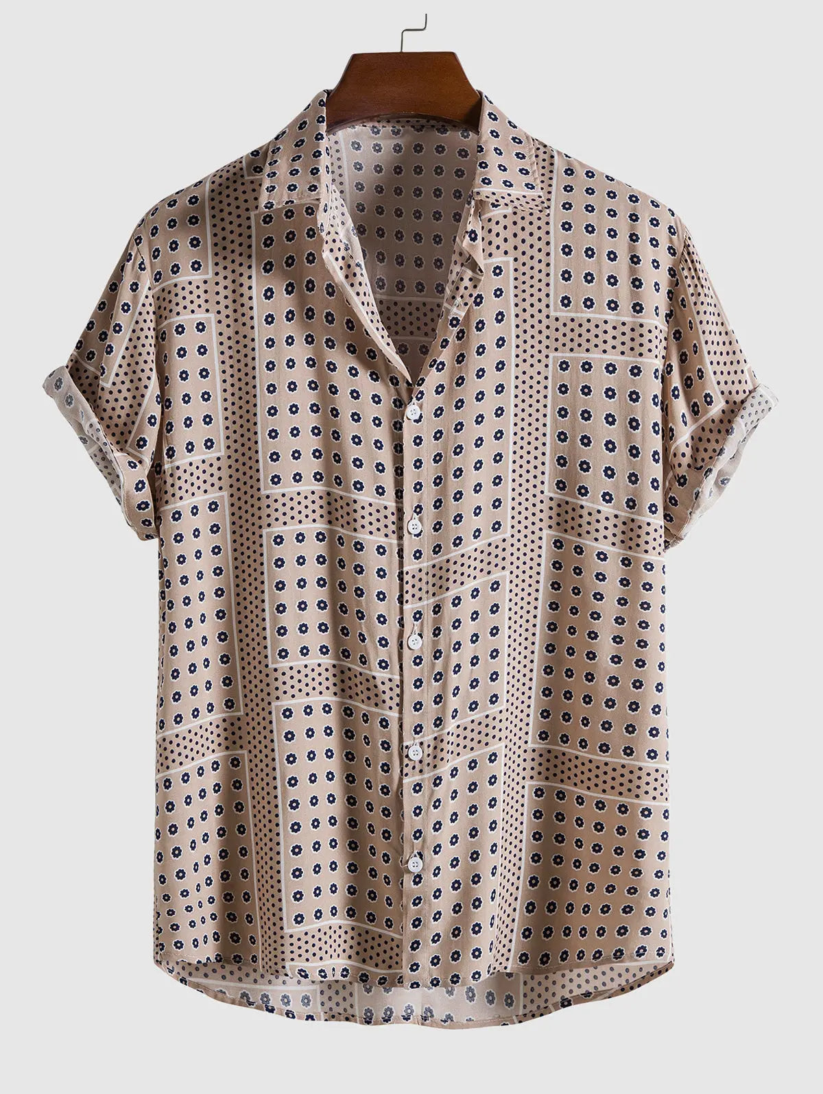 Mens Flowers and Dots Pattern Shirt Kosyway