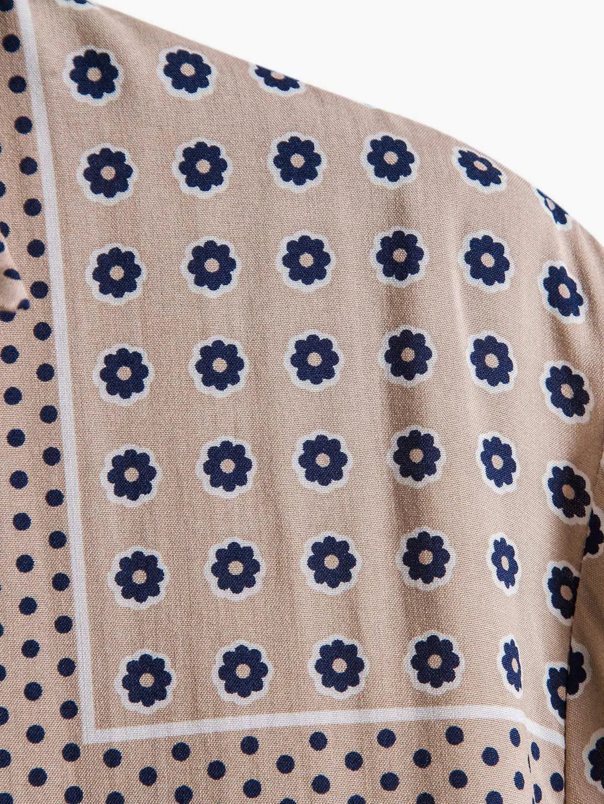 Mens Flowers and Dots Pattern Shirt Kosyway