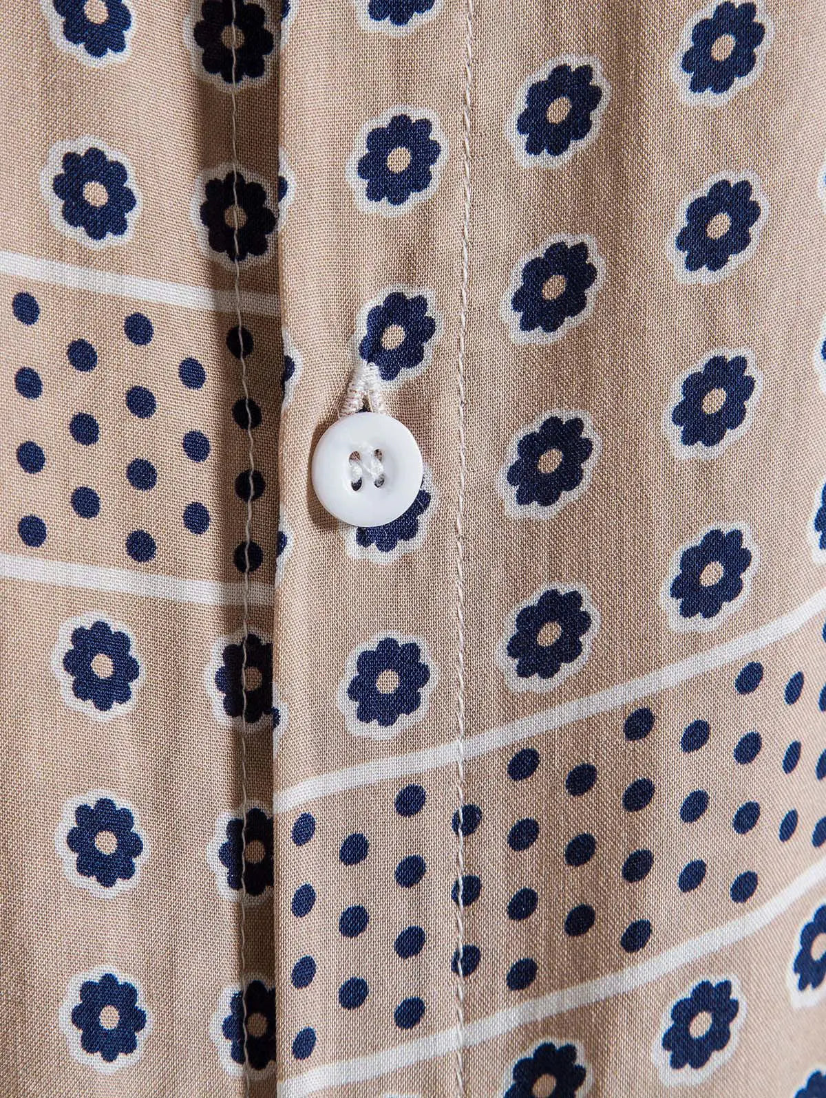 Mens Flowers and Dots Pattern Shirt Kosyway