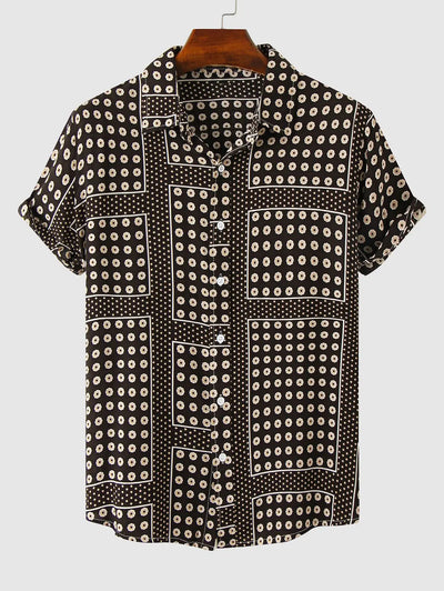 Mens Flowers and Dots Pattern Shirt Kosyway