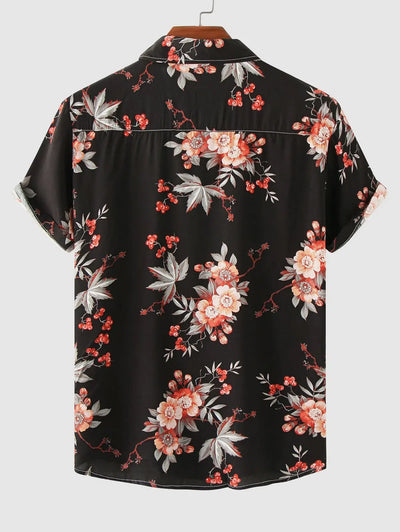 Mens Fresh Style Flowers Pattern Vacation Shirt Kosyway