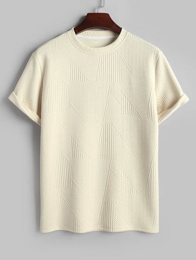 Mens Geometric Textured Casual T-shirt Kosyway