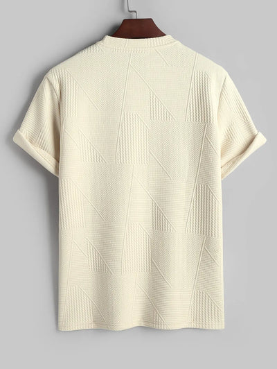 Mens Geometric Textured Casual T-shirt Kosyway